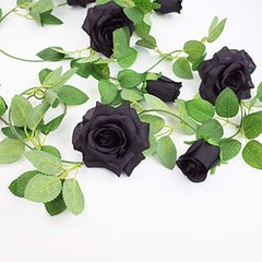 Etistta 2 PCS 6.5 Ft. Artificial Black Rose Vine for Halloween 2pcs, Garland