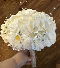 Wedding Bouquet Package-White, Rose, Hydrangea, Calla Lily 7 PC. Bouquet Set