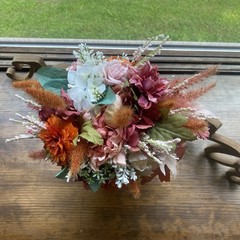 Beautiful Bridal Wedding Bouquet Budget Handmade Faux Floral Orange Purple Pink
