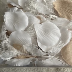 STUDIO HIS & HERS WHITE AND BEIGE ROSE PETALS 300 COUNT NEW IN BOX Farm House
