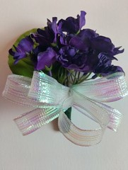 Hand Made wrist Corsage and boutonniere Set African violet blossoms