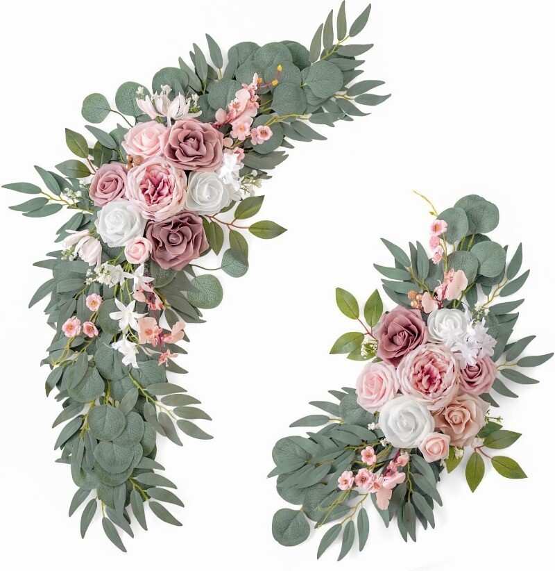 Wedding Arch Flowers Pack of 2 Artificial Dusty Rose Flower Welcome Signs New