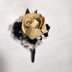 Champagne Ivory Black Rose Calla Lily Sola Bridal Wedding Bouquet Accessories