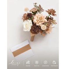 Ling’s Moment “Sparrow” Bouquet 7 inch for Bride or Bridal Party, Brown Gold
