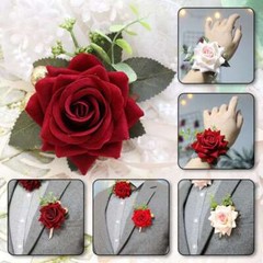 Flower Wrist Corsage Bridesmaids Decor Prom Party Pearl Wedding Bead Bracelet