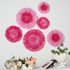 24 pack 7″ 9″ 11″ Fuchsia and Pink Tissue Paper Carnation Flowers Home Backdrop