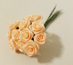 Lot of 144pcs Peach Satin Ribbon Roses Flowers 12mm 1/2″ 1/2 Inch on Wire Stem