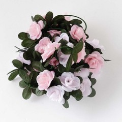 2 BLUSH DUSTY ROSE 8 ft long Silk Mini Rose Wedding Garland Leaves Bendable
