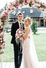 Dusty Rose Cascading Bridal Bouquet – Artificial Silk Flowers for Weddings