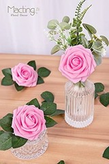 Artificial Flower Rose, 30pcs Real Touch Artificial Roses for DIY Pink