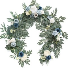 Ling’s Moment Artificial Eucalyptus Garland with Flowers 6FT, Wedding Table G…