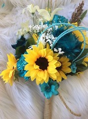 Wedding pkg. Bridal Bouquet MOH Bridesmaid with Reception and Arbor #65 Pieces