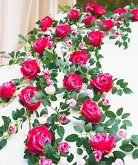 2 PCS 12FT Bendable Flower Garland, Artificial Rose Vine Hanging 2pcs Fushia