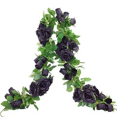Etistta 2 PCS 6.5 Ft. Artificial Black Rose Vine for Halloween 2pcs, Garland