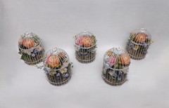 Wedding Decor Birdcages w/ Silk Flowers – Set Of 5