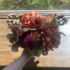Beautiful Bridal Wedding Bouquet Budget Handmade Faux Flowers Orange Red Yellow