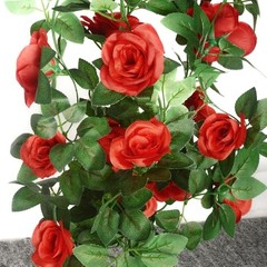 5Pcs Flower Garland Artificial Rose Vine Garland Artificial Red and Greenery