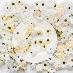 Artificial Champagne White Flowers Bulk Silk Roses Fake Flowers White Champagne