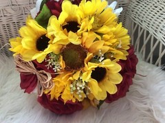 WEDDING FLOWERS BOUQUETS Decorations Sunflowers Burgundy Red SALE thru 9/1