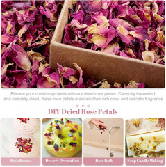 Dried Rose Petals Real Red Dry Rose Petals Bulk for Bath, Confetti, Crafts, Cake