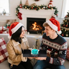Gifts for Her – Preserved Real Rose with Necklace I Love You in Cyan