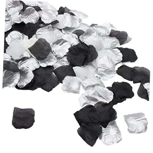 2NDTONONE 900PCS Silver Black White Artificial Flowers Silk Rose Petals Flower