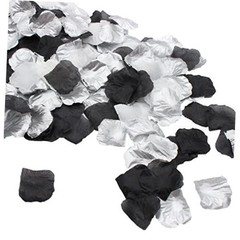 2NDTONONE 900PCS Silver Black White Artificial Flowers Silk Rose Petals Flower