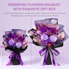 Bessol Flowers for Delivery Preserved Small, Purple Flower Bouquet