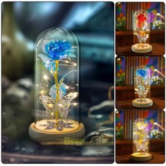 LED Eternal Galaxy Rose in Glass Enchanted Forever Flower Thanksgiving Xmas Gift