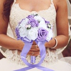 Romantic Artificial Wedding Bouquet For Bridal Holding – Purple Popular