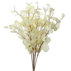 3 PCS Artificial Eucalyptus Stems 33″ Long Cream White Fake Leaves – 3 Pieces