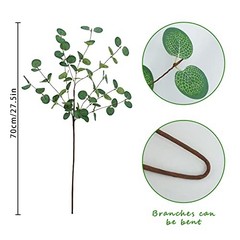 Set of 6 Green Artificial Eucalyptus Leaves – 28″ Tall – Silver Dollar