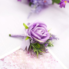 Purple Corsage and Boutonniere Set for Wedding Prom, Artificial Flower Wrist …