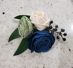 Sage Navy Wedding Cake Flower Eucalyptus Topper Reusable Sola Wood DIY Decor