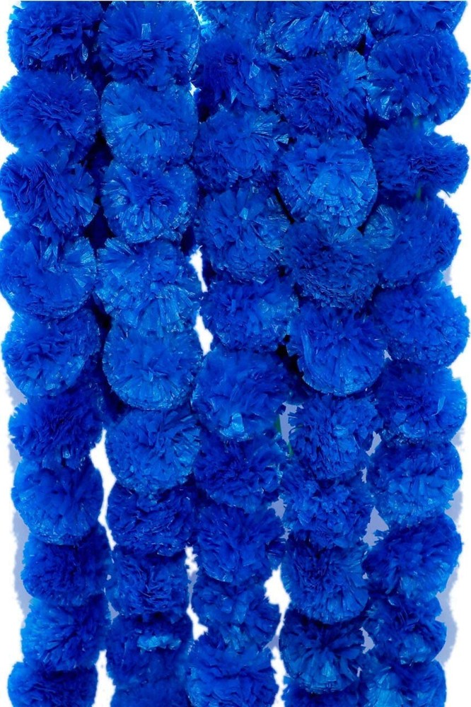 Artificial Blue Marigold Flower Garlands Vine Wedding Indian Event Decoration