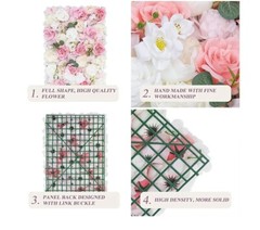 Wedding Artificial Silk Flower Wall Panel Backdrop Rose Pink White 16 X 24 Inch