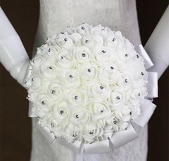 Bouquet of Bridesmaid Silk Flowers Wedding flowers White Roses – New In Package