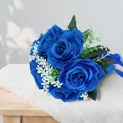 Wedding Bouquets for Bride, Small Bridal Flower for Bridesmaid, Artificial Blue