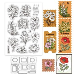 GLOBLELAND Flowers Stamps Clear Stamp and Cutting Dies Set for Card Making Tulip