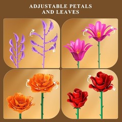 Elegant Flowers Bouquet Building Set with LED Light – 1054PCS for Creative Decor