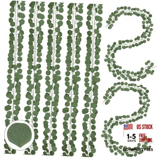 16Pcs Artificial Eucalyptus Garland Greenery Leaves Silk Vines Silver 16pcs