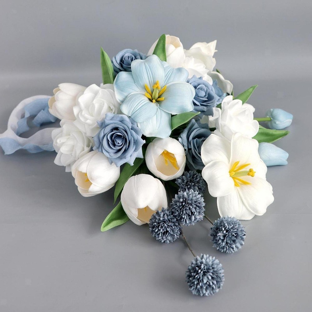 Wedding Bouquet for Bride Tulip Artificial Flowers Elegant Bride Holding Flowers