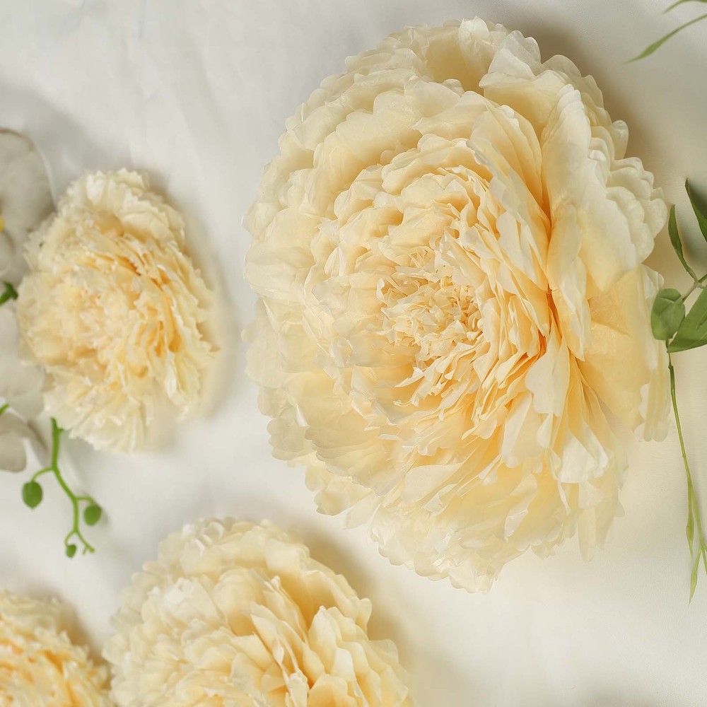 12 pack 12″ 16″ 20″ Ivory and Cream Tissue Paper Carnation Flowers Home Backdrop