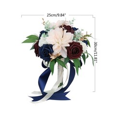 Wedding Bouquet Pink Burgundy & Blue Bride Bridal Bridesmaid Bouquets Silk