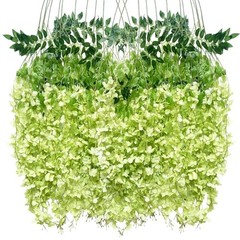 Artificial Wisteria Hanging Flowers Fake Wisteria Flower Garland Silk 12 Green