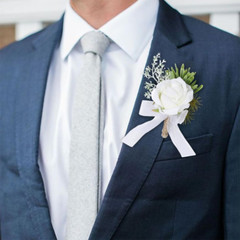 Wedding Rose Boutonniere White Groom Flower Men’s Boutineer Prom Buttonholes …