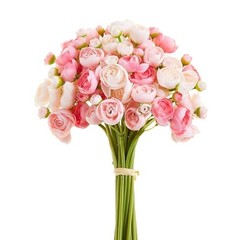 Ranunculus Artificial Flower Faux Silk Mini Peony Flowers Fake Peonies Pink
