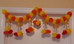 Marigold Toran Garland, Indian Wedding Decoration Backdrop -set of 4