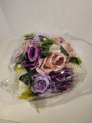 Box Of 12 Artificial Pink, Purple And White Bouquet Floral Centerpieces