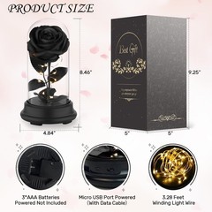 Deluxsa Forever Preserved Black Rose Birthday Gifts for middle,